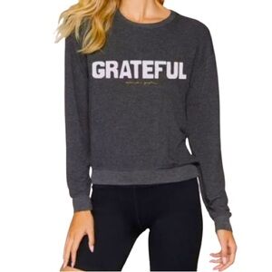 Spiritual Gangster Grateful Savasana Charcoal Gray Pullover Size L EUC